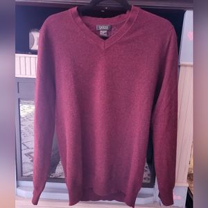 Forte' 100% Cashmere v neck Sweater.  Size small, burgundy.